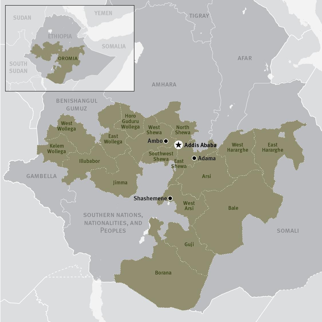 карта оромия в Етиопия