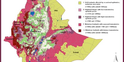 Карта на Етиопия малария