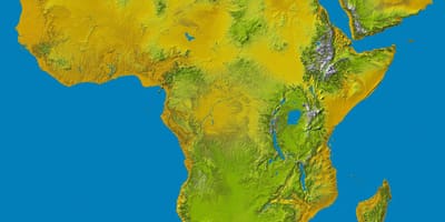 Карта Эфиопского планини на света