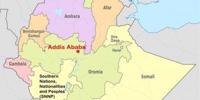 Адис, Етиопия върху картата на света 